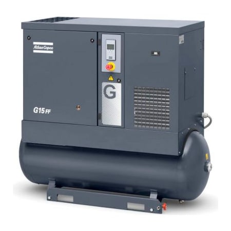 Atlas Copco Atlas Copco G7P 125, 10HP, Rotary Screw Comp., 71 Gal, Horiz., 125 PSI, 39.6 CFM, 3PH 208-230/460V 8153294577